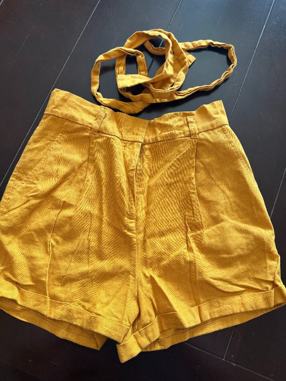 Forever 21 Mustard yellow linen shorts, size small
